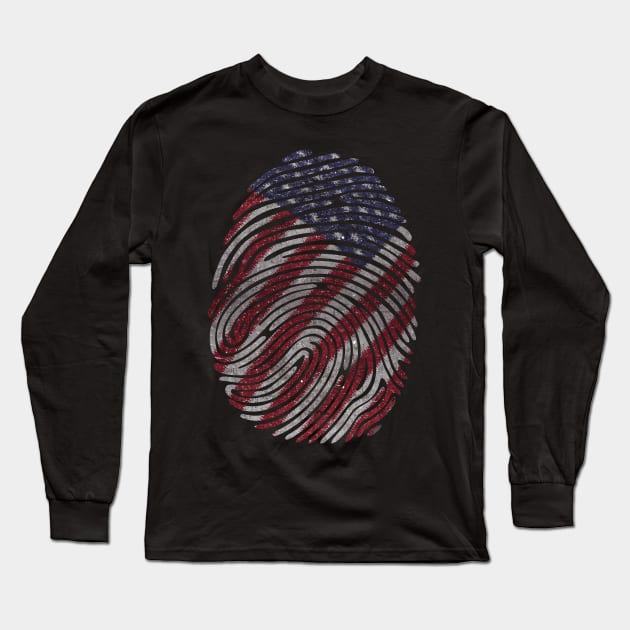 USA Flag - Fingerprint Long Sleeve T-Shirt by StudioGrafiikka